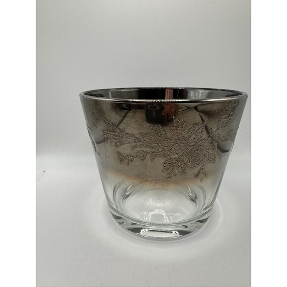 Mid Century Glass Ice Bucket Ombre Botanical Design - Dorothy Thorpe Style - Picture 1 of 10